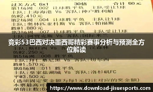 竞彩53巴西对决墨西哥精彩赛事分析与预测全方位解读